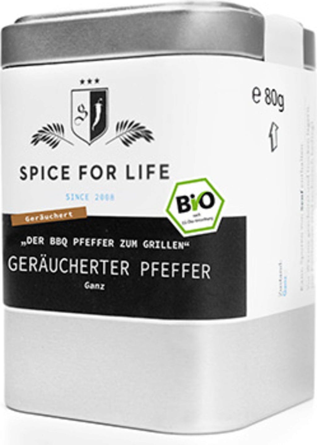 Spice for Life Czarny pieprz organiczny, wędzony, cały, 80 g