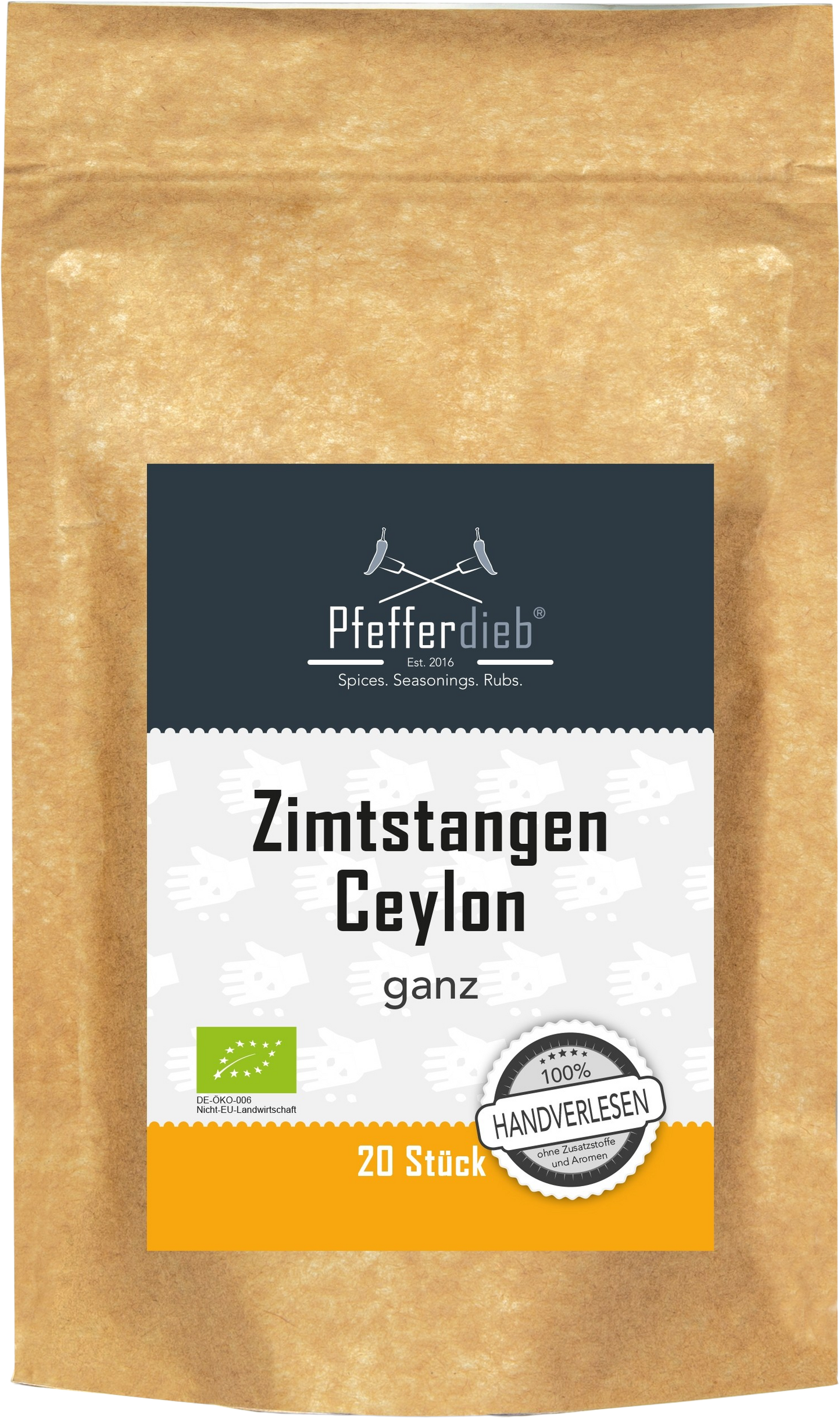 Pfefferdieb Bio Laski cynamonu, cynamon cejloński, ok. 6 cm, 20 szt.