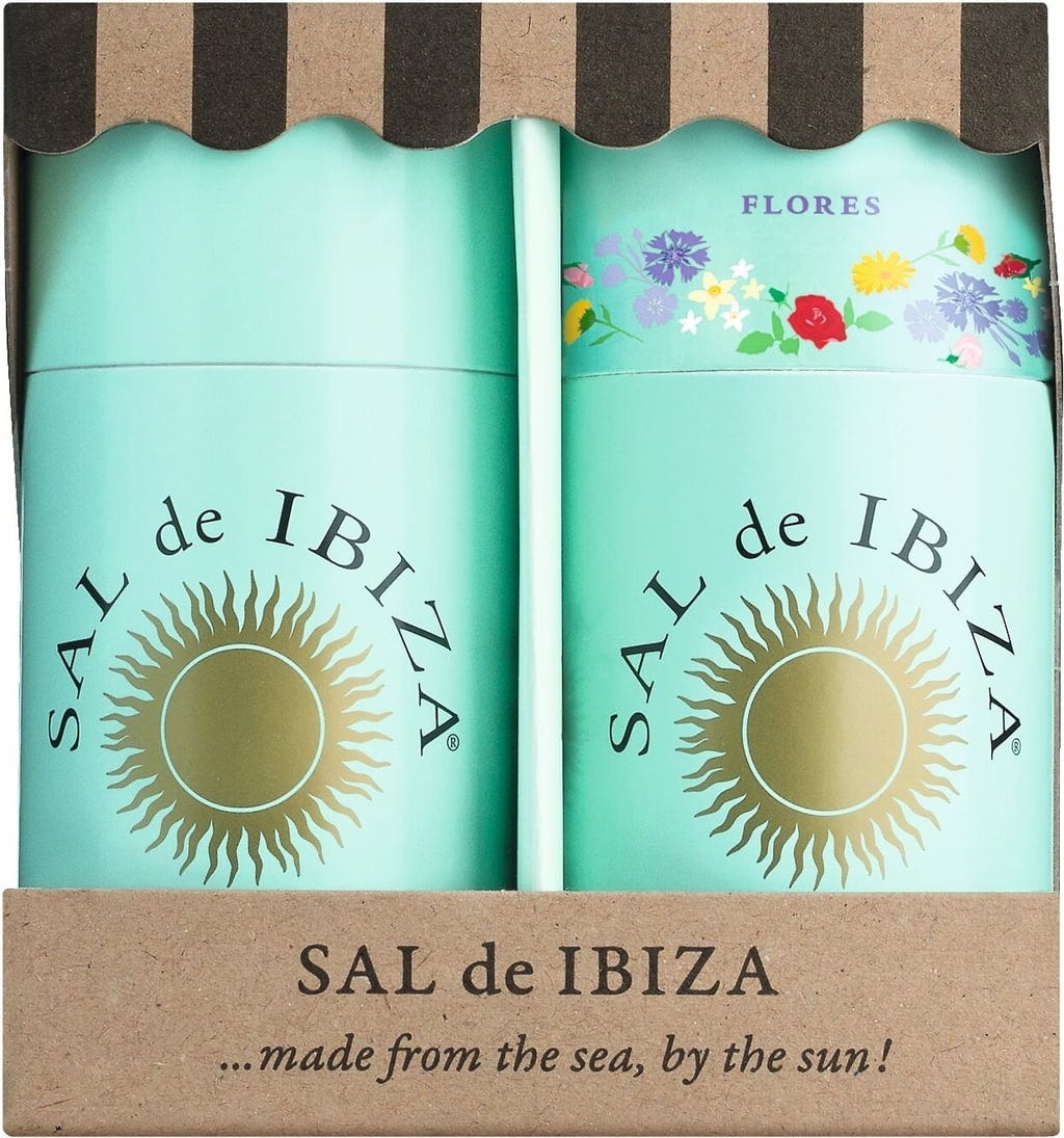 Sal de Ibiza Zestaw soli Pur & Kwiaty - w koszu plażowym Granito