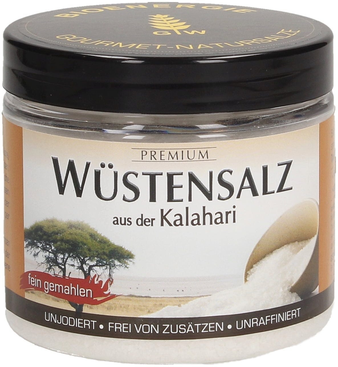 Bioenergie Sól pustynna Kalahari, drobna, ręcznie zbierana, 200g PET-puszka
