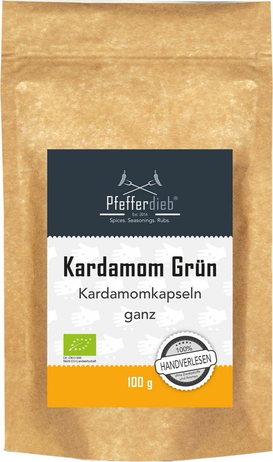 Pfefferdieb Bio Dziki kardamon zielony, całe kapsułki, 100 g