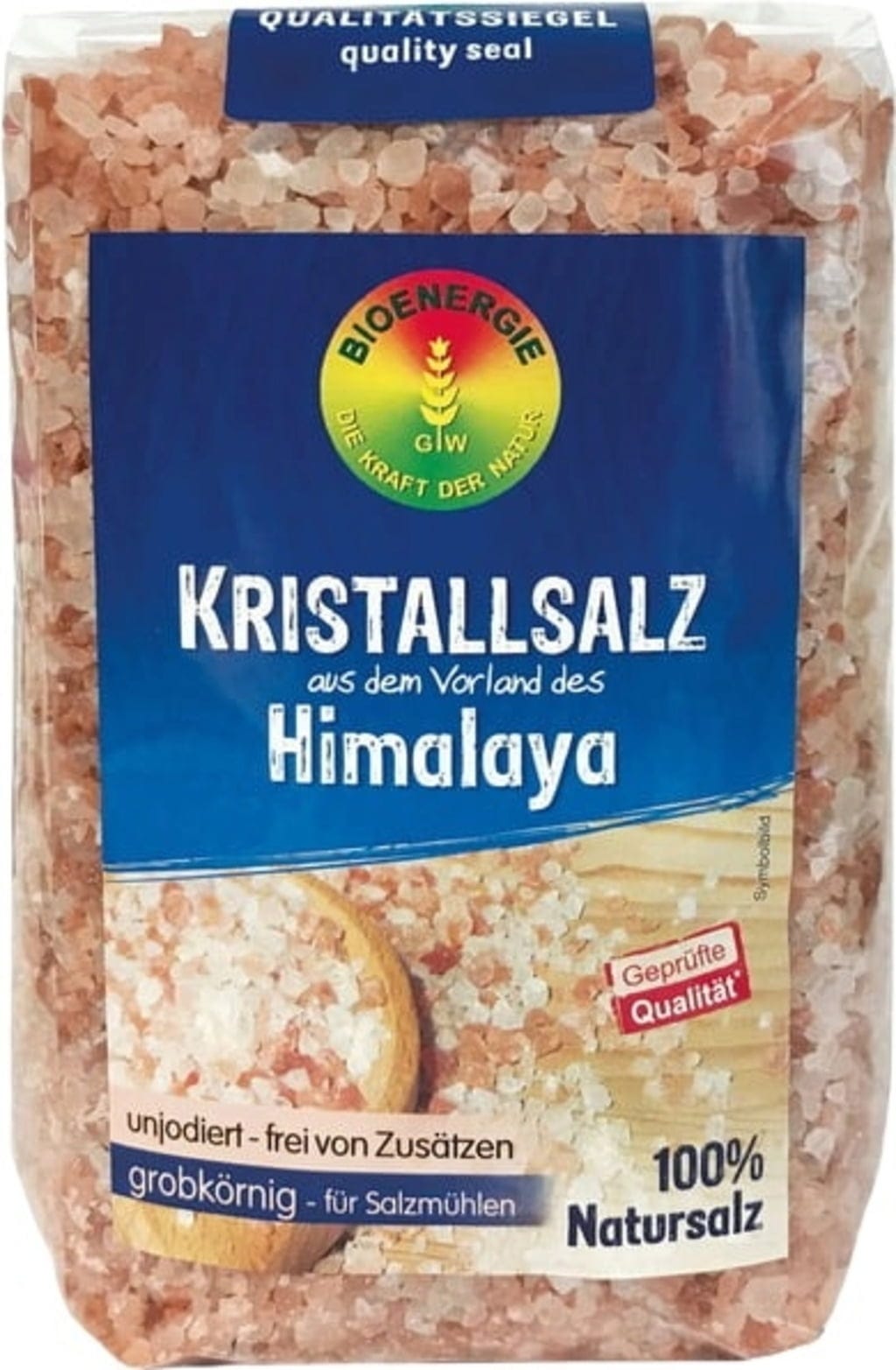 Bioenergie Sól krystaliczna granulowana gruboziarnista z podnóża Himalajów, 1000g torebka