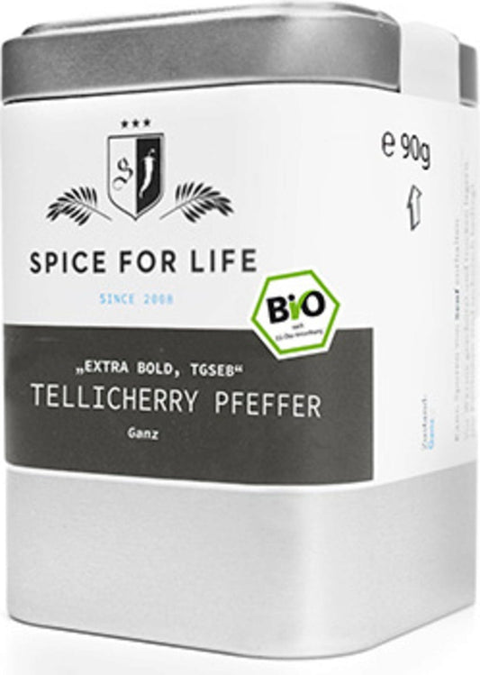 Spice for Life Organiczny pieprz Tellicherry (cały) - Extra Bold, TGSEB, 90 g